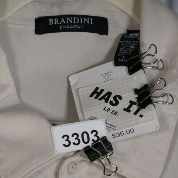 Brandini Cream Long Sleeve Polo Shirt Mens XL Collared Rugby Activewear Relaxed - Picture 9 of 9